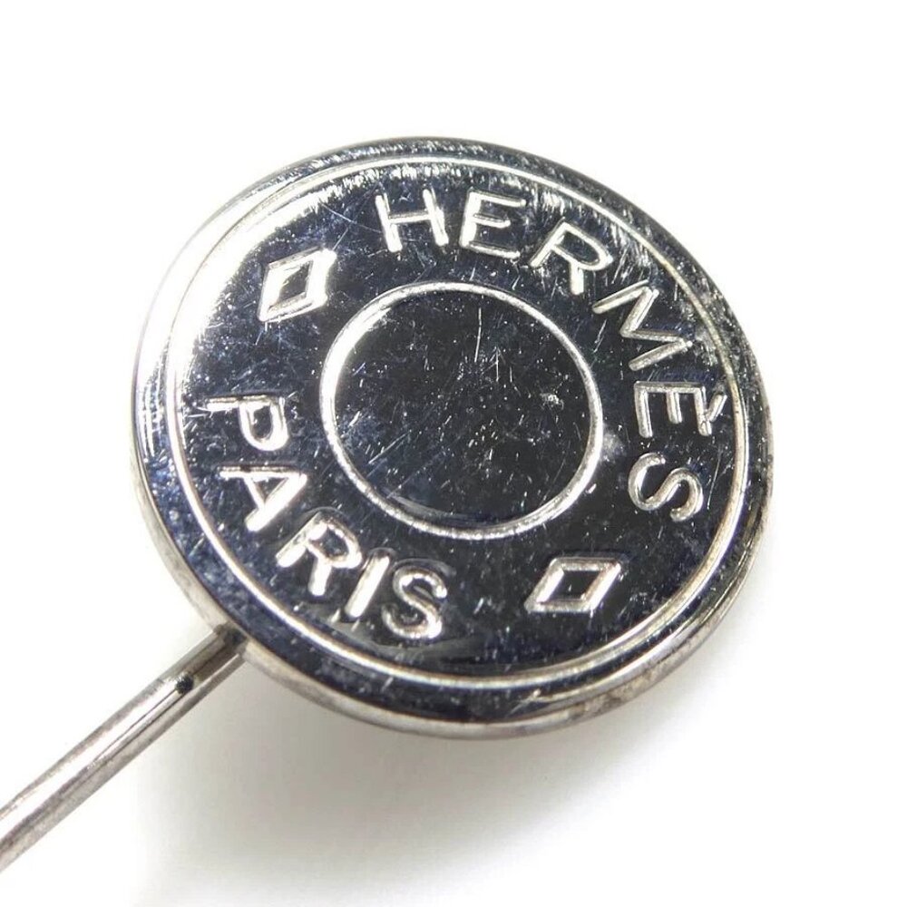 Auth HERMES Selle Pin Brooch Silver Metal - Picture 3 of 9